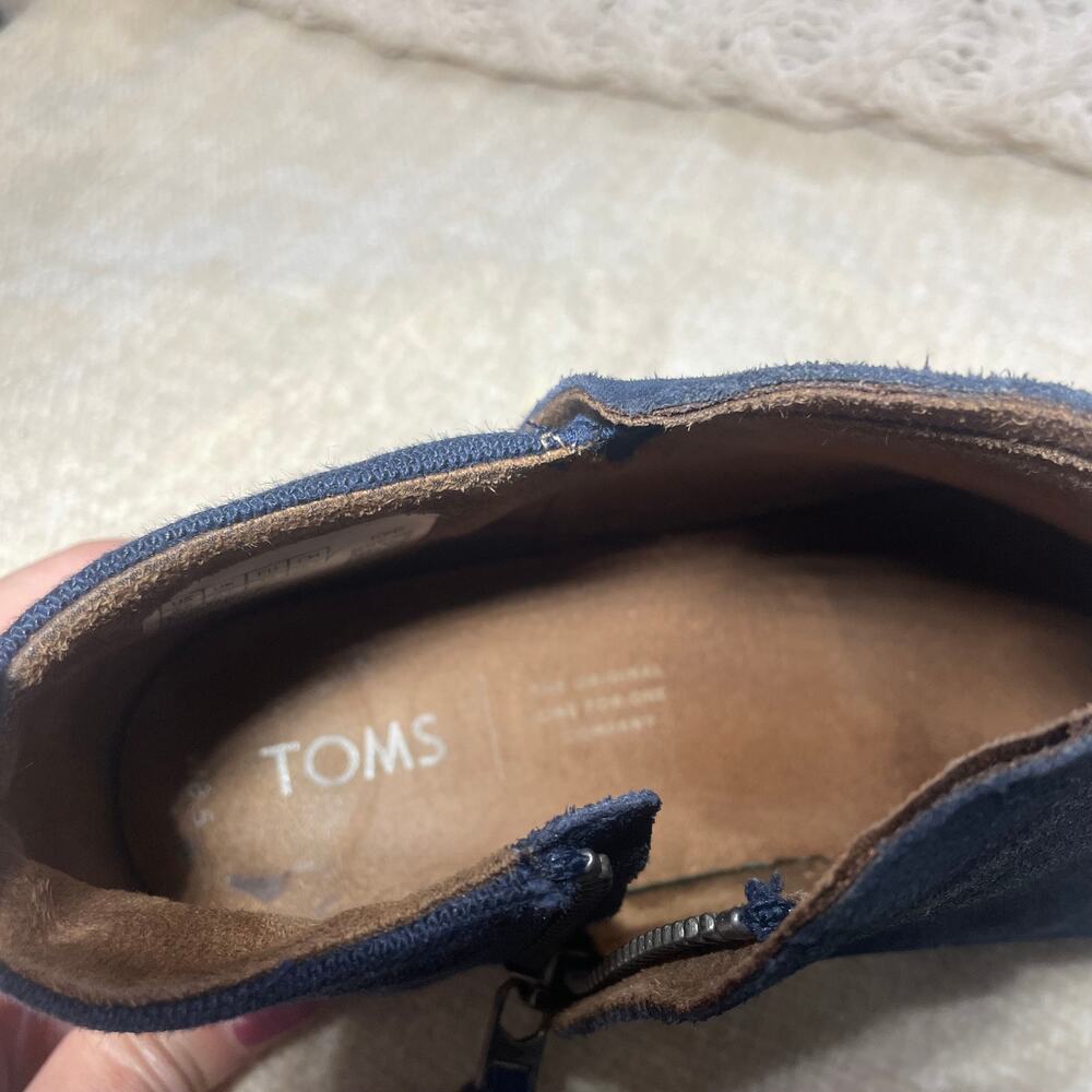 TOMS Women's Dahlia Ankle Boot in Navy Suede/Heritage Canvas SIZE 8.5 - Picture 7 of 9